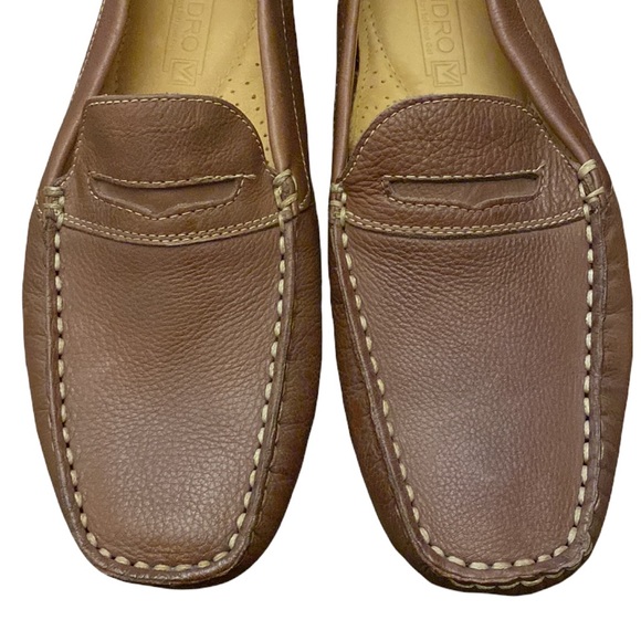 Sandro Moscoloni Leather Penny Loafer Caramel Driving Slippers 9.5 - Picture 5 of 11